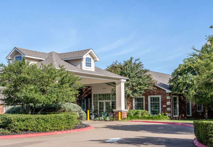 Brick Building Facade with Circular Drive at Assisted Living Facility Brick Building Facade with Circular Drive at Assisted Living Facility