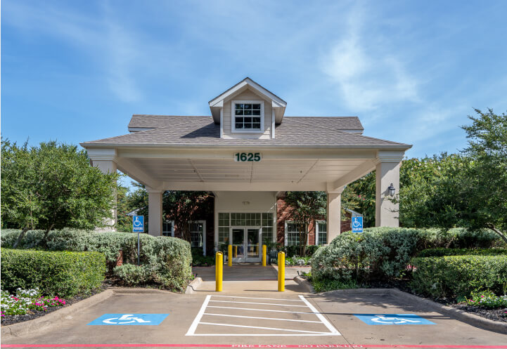 Front Entrance Porte-Cochere with Accessible Parking at Assisted Living Facility Front Entrance Porte-Cochere with Accessible Parking at Assisted Living Facility