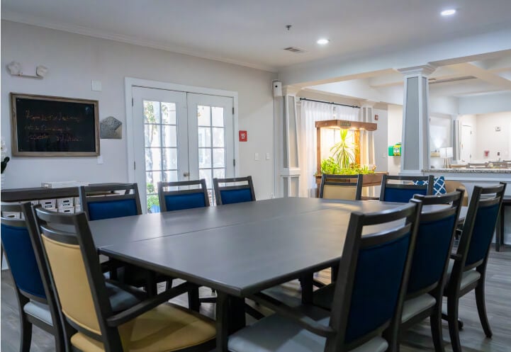 Private Dining Room with Large Table at Assisted Living Facility Private Dining Room with Large Table at Assisted Living Facility